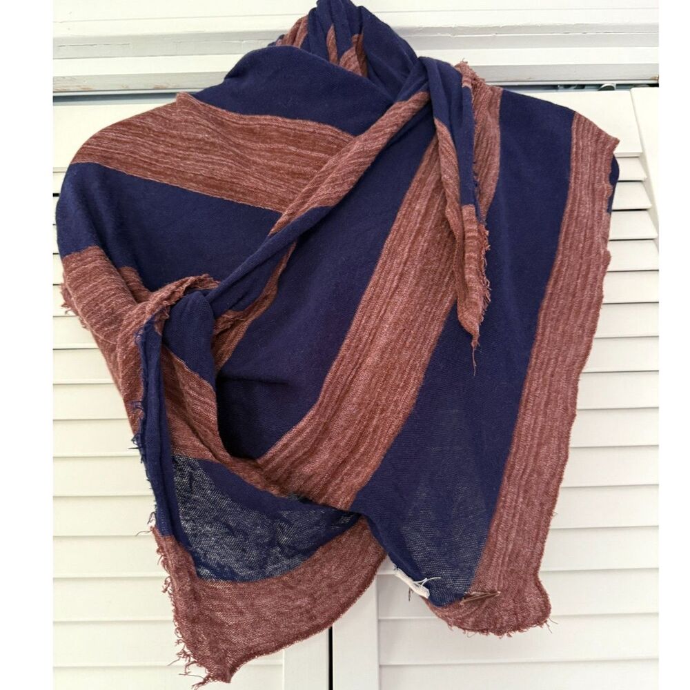 Rare Free People Y2K Blue and Brown Stripped Scarf